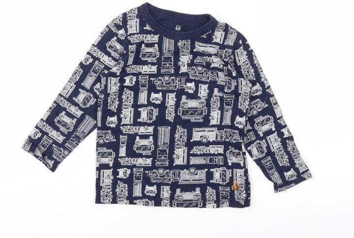 Gap Boys Blue Animal Print Basic T-Shirt Size 3 Years