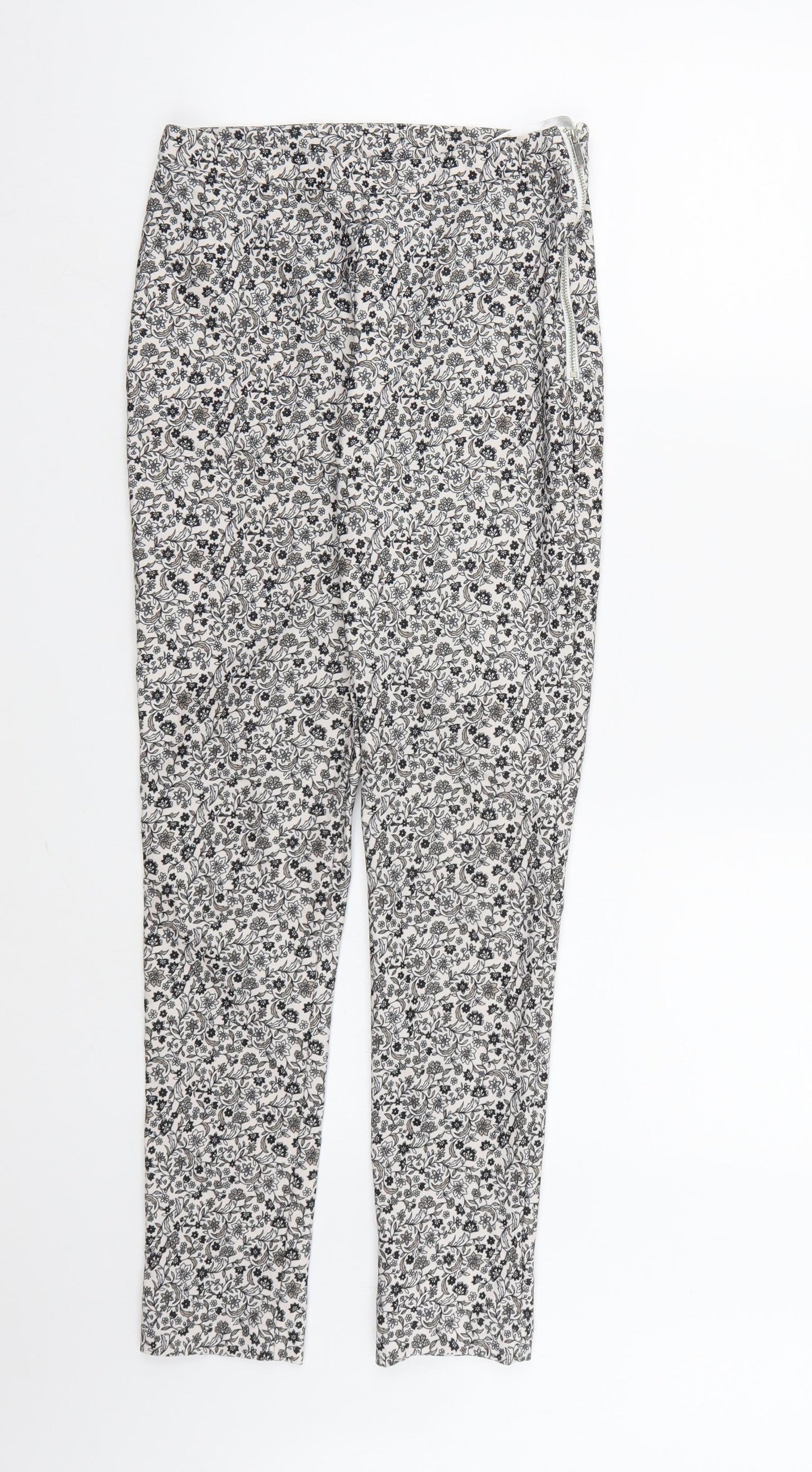 New Look Womens White Floral  Trousers  Size 8 L26 in