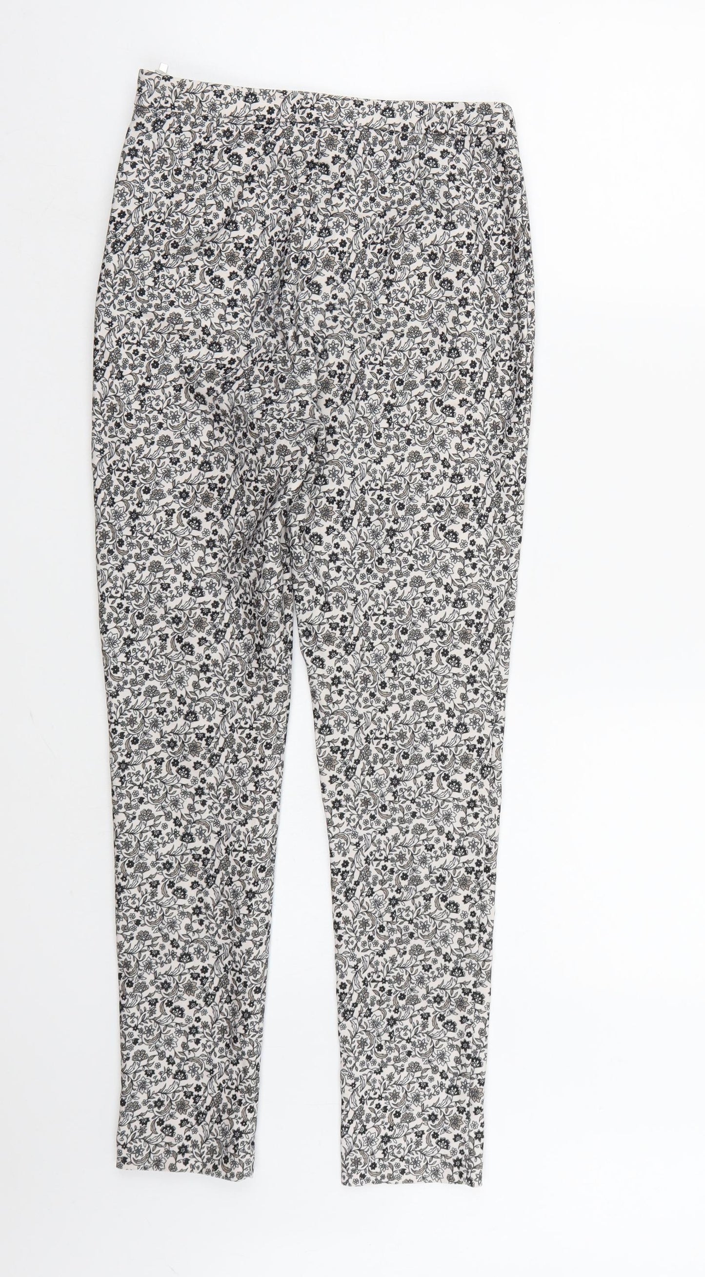 New Look Womens White Floral  Trousers  Size 8 L26 in