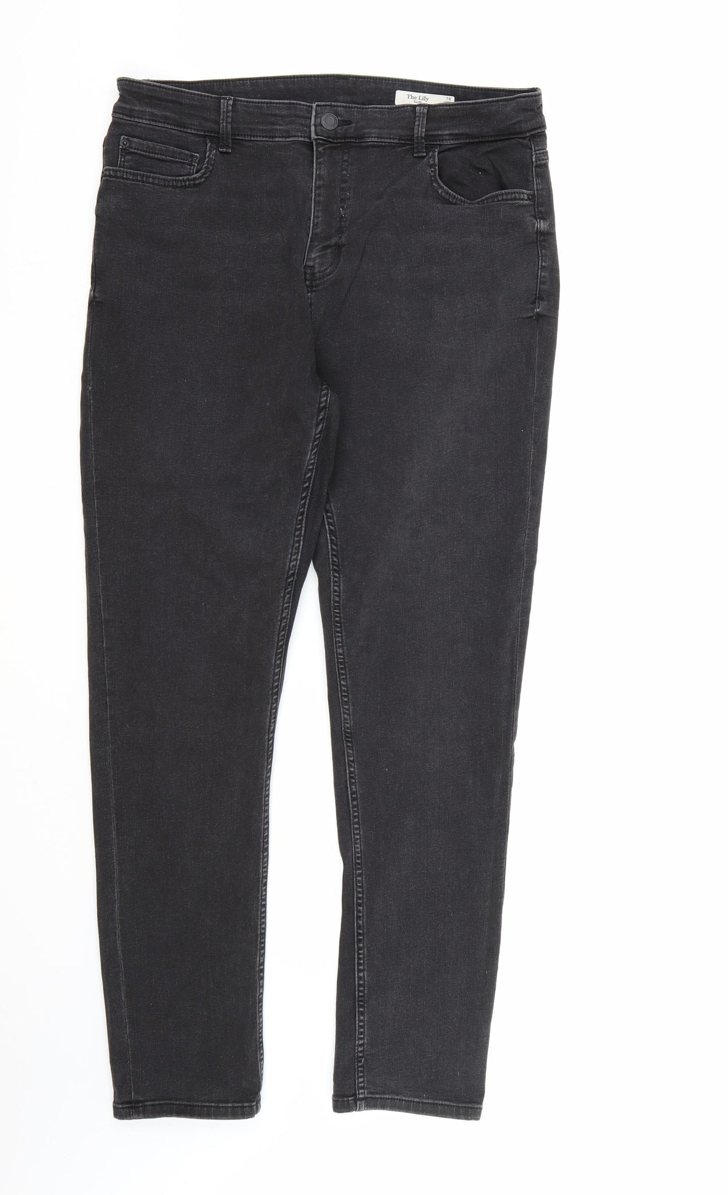 Marks and Spencer Womens Black  Denim Straight Jeans Size 16 L30 in