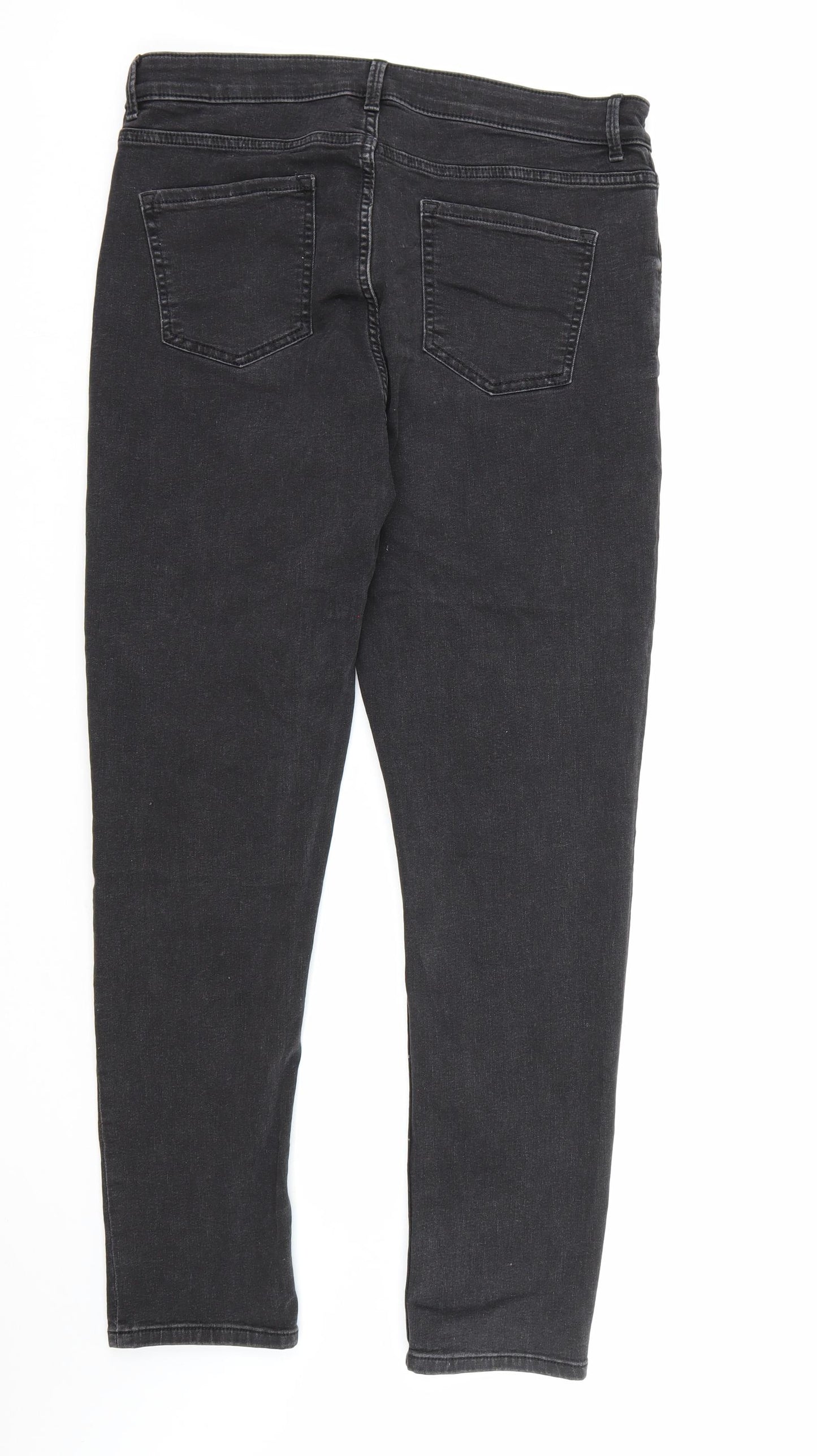 Marks and Spencer Womens Black  Denim Straight Jeans Size 16 L30 in