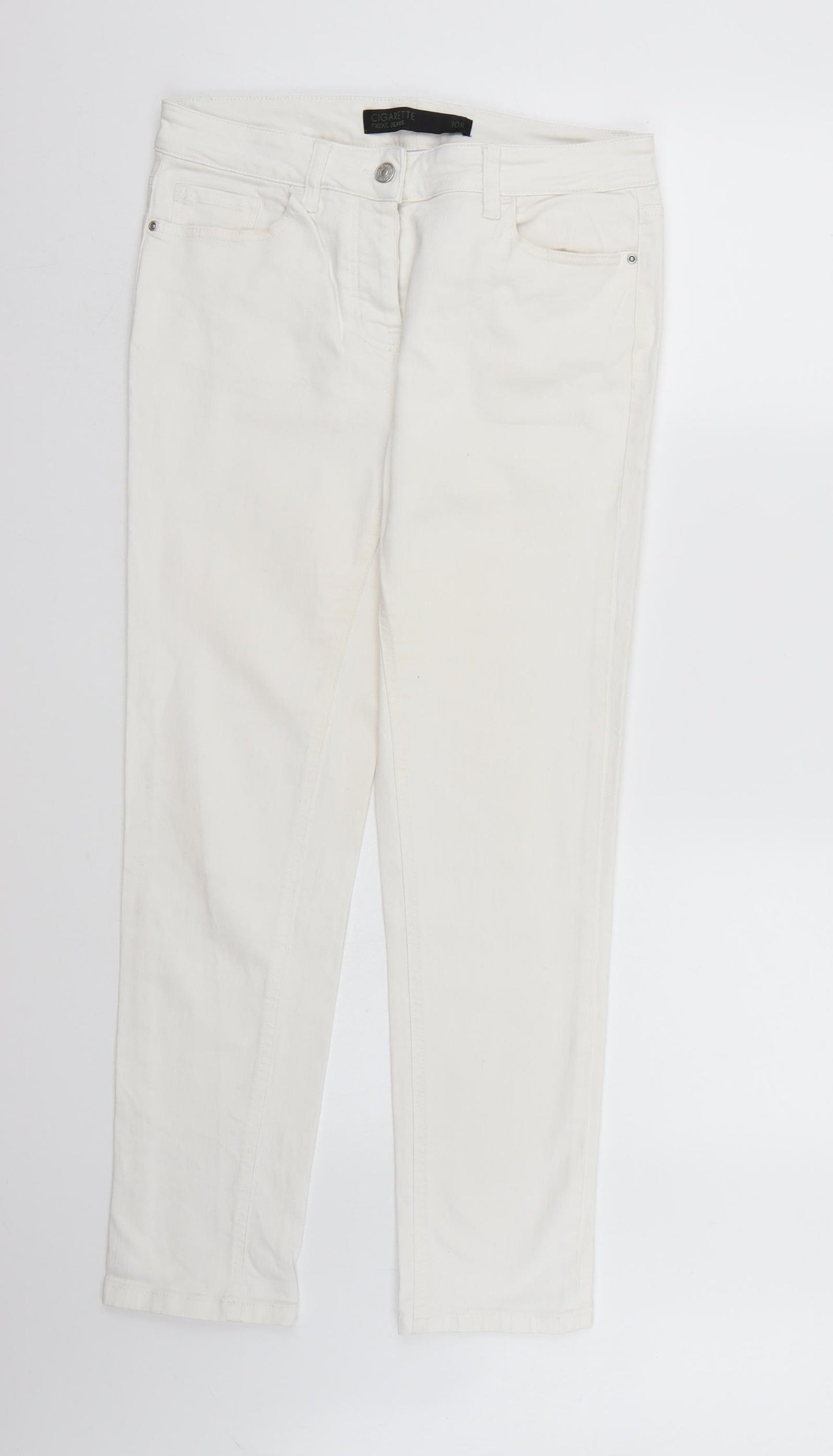 NEXT Womens White  Denim Straight Jeans Size 10 L29 in - Cigarette fit