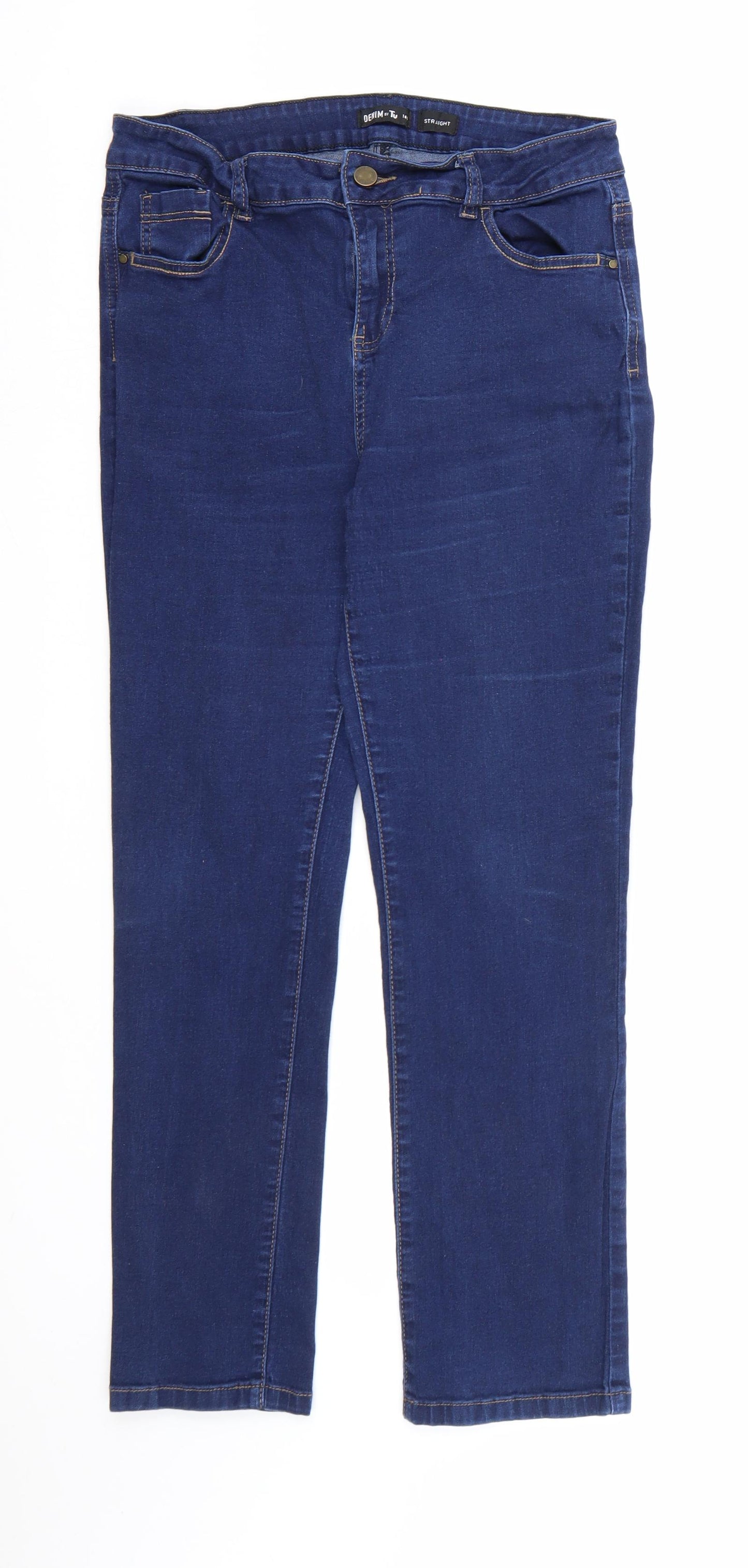 TU Womens Blue  Denim Straight Jeans Size 14 L28 in