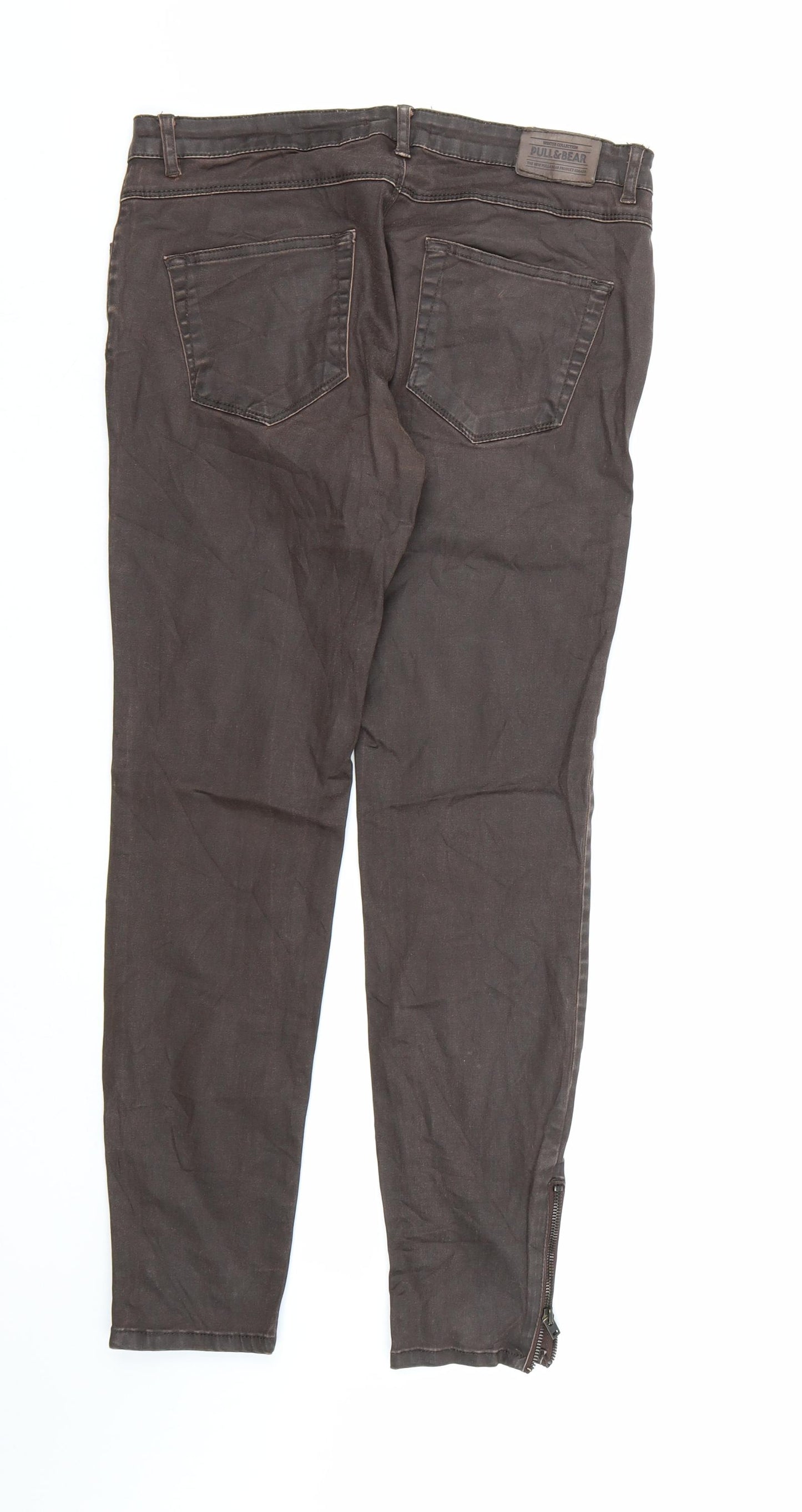 Pull&Bear Womens Brown  Denim Skinny Jeans Size 12 L28 in