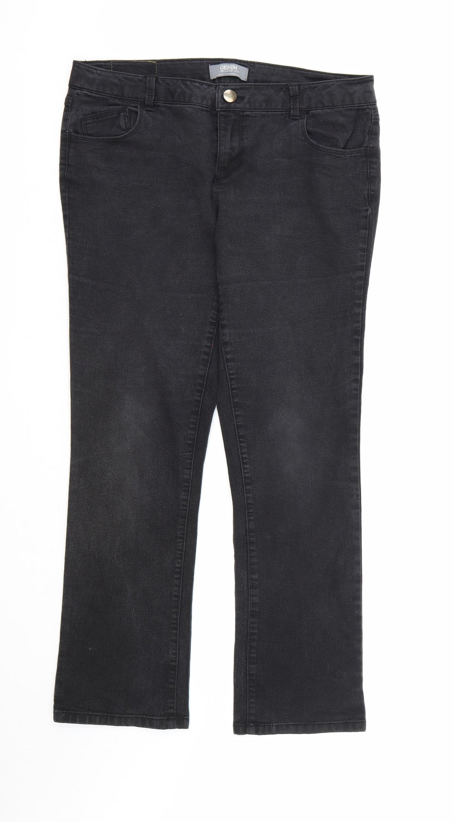 Dorothy Perkins Womens Black  Denim Straight Jeans Size 14 L29 in