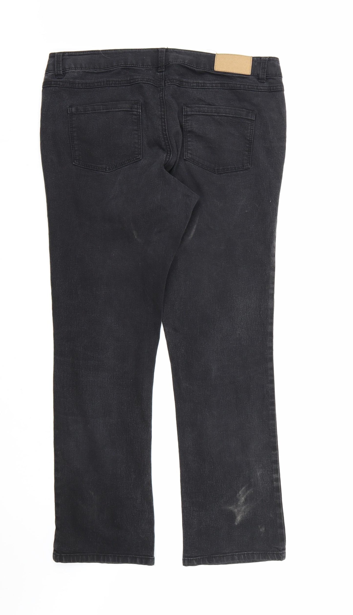 Dorothy Perkins Womens Black  Denim Straight Jeans Size 14 L29 in