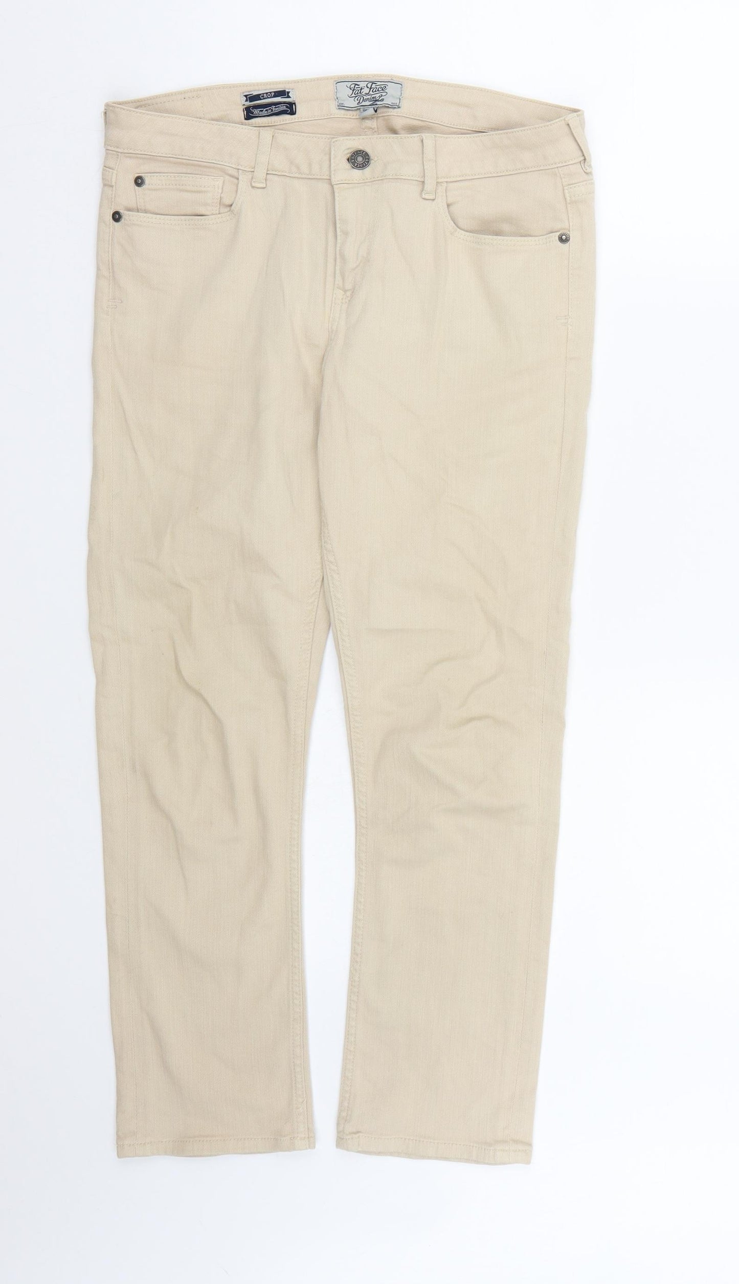 Fat Face Womens Beige  Denim Straight Jeans Size 8 L25 in