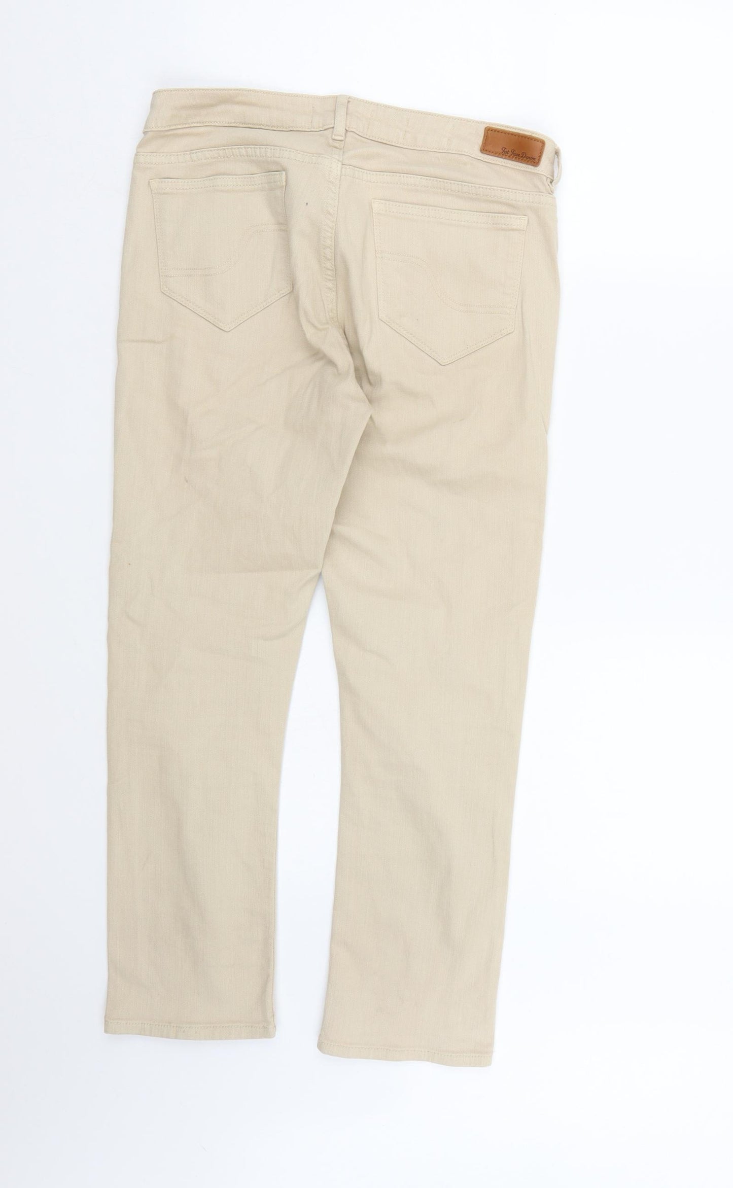 Fat Face Womens Beige  Denim Straight Jeans Size 8 L25 in
