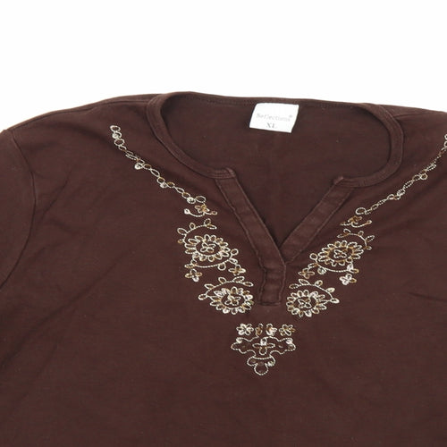 Reflections Womens Brown   Basic Blouse Size XL