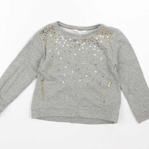 H&M Girls Grey  Jersey Pullover Sweatshirt Size 5-6 Years