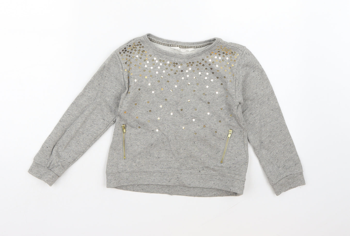 H&M Girls Grey  Jersey Pullover Sweatshirt Size 5-6 Years