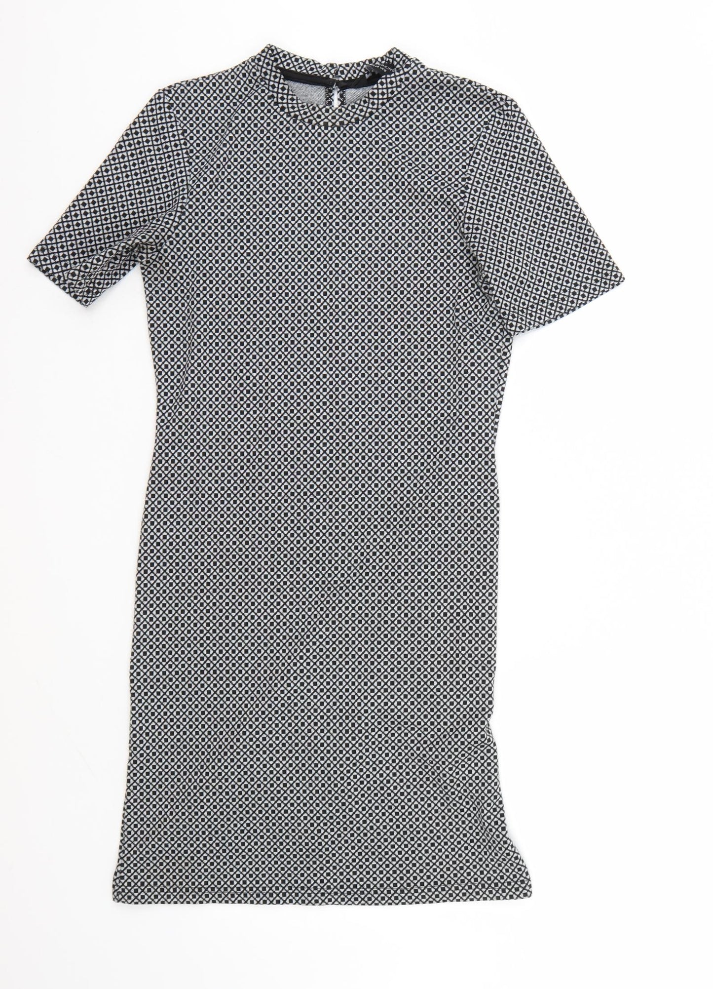 Dorothy Perkins Womens Grey Geometric  T-Shirt Dress  Size 12