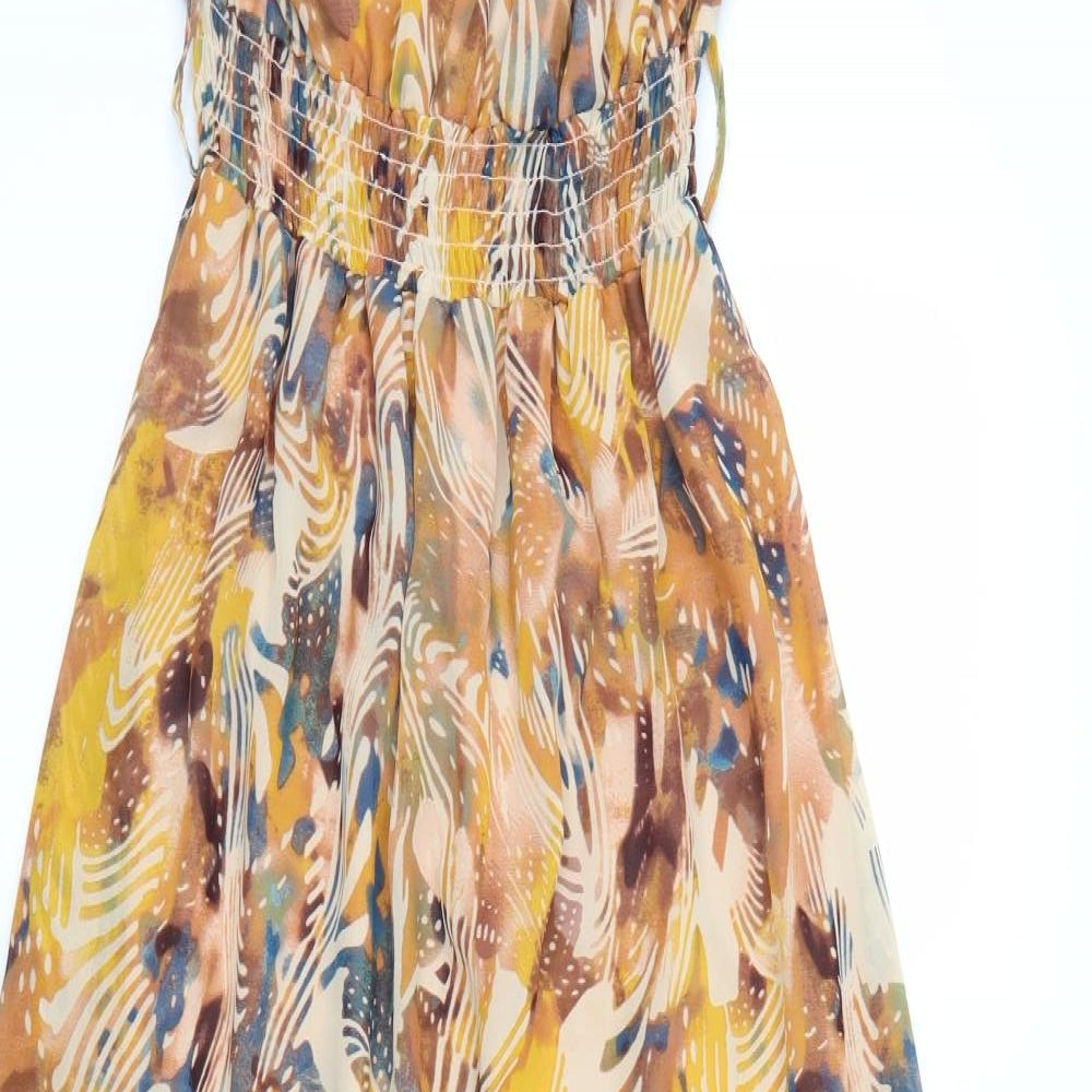 Dorothy Perkins Womens Orange Geometric Chiffon Maxi  Size 10