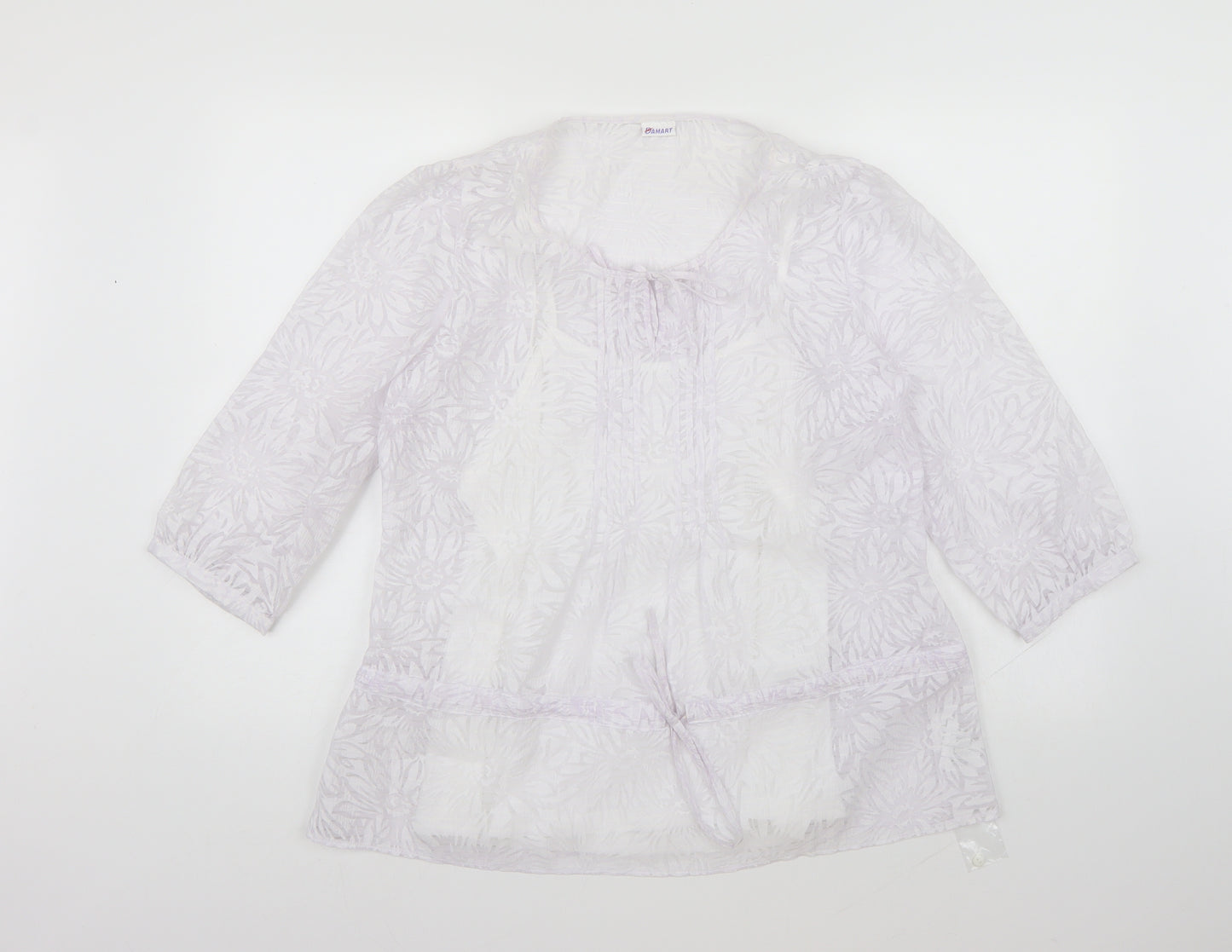 Damart Womens White Floral  Basic Blouse Size 14