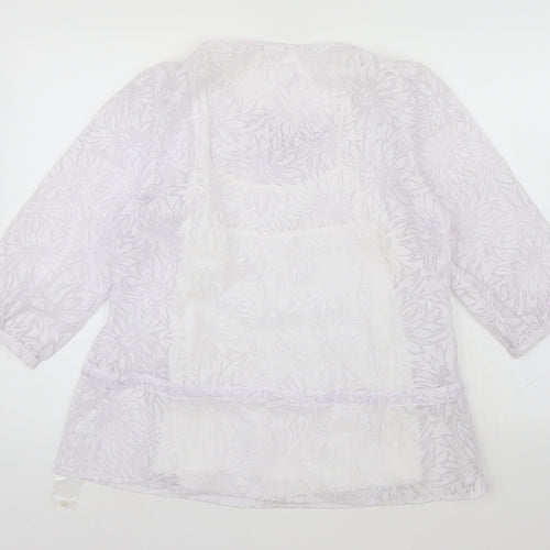 Damart Womens White Floral  Basic Blouse Size 14