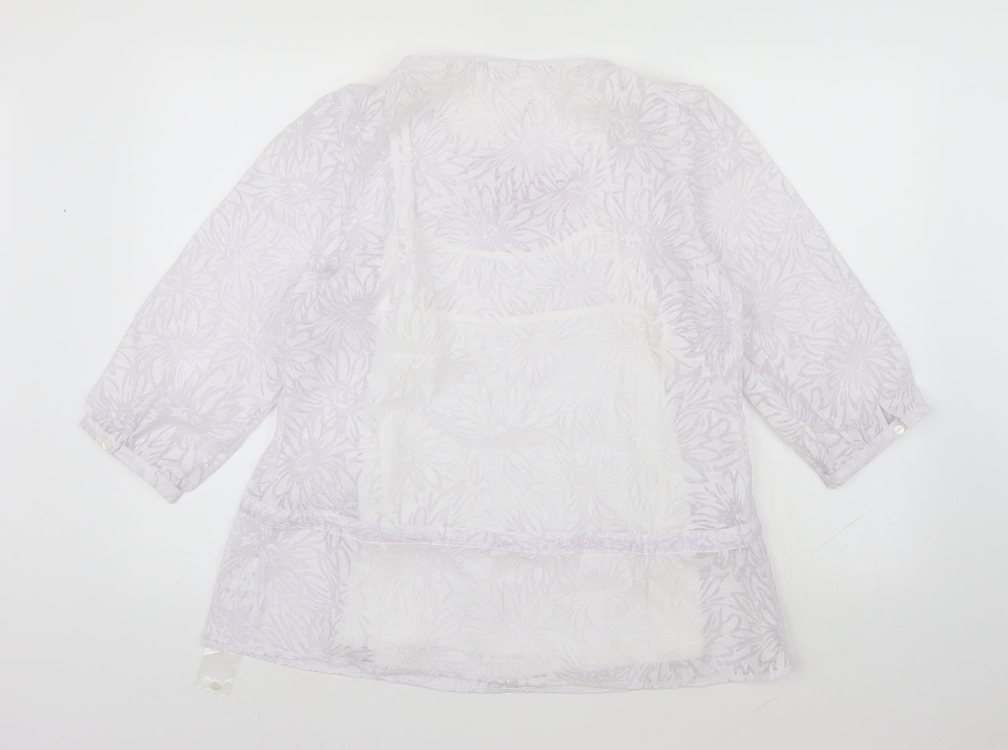 Damart Womens White Floral  Basic Blouse Size 14