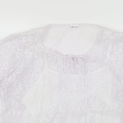 Damart Womens White Floral  Basic Blouse Size 14