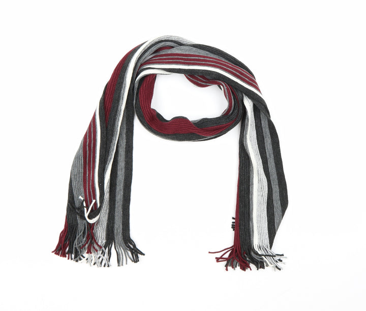 Preworn Mens Grey Striped Knit Scarf  One Size