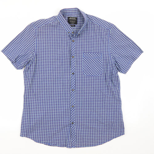 Burton London  Mens Blue Check   Button-Up Size XL