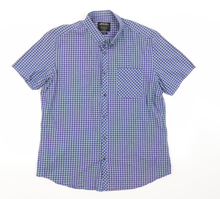 Burton London  Mens Blue Check   Button-Up Size XL