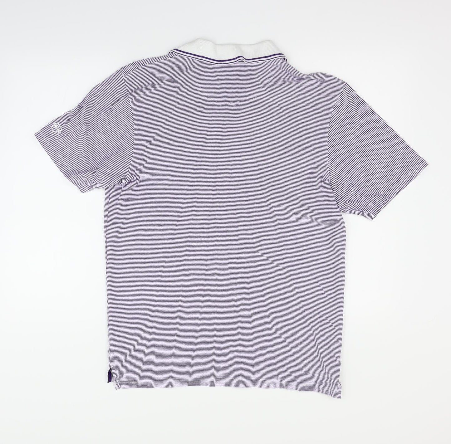 Maine Womens Blue Striped  Basic Polo Size M
