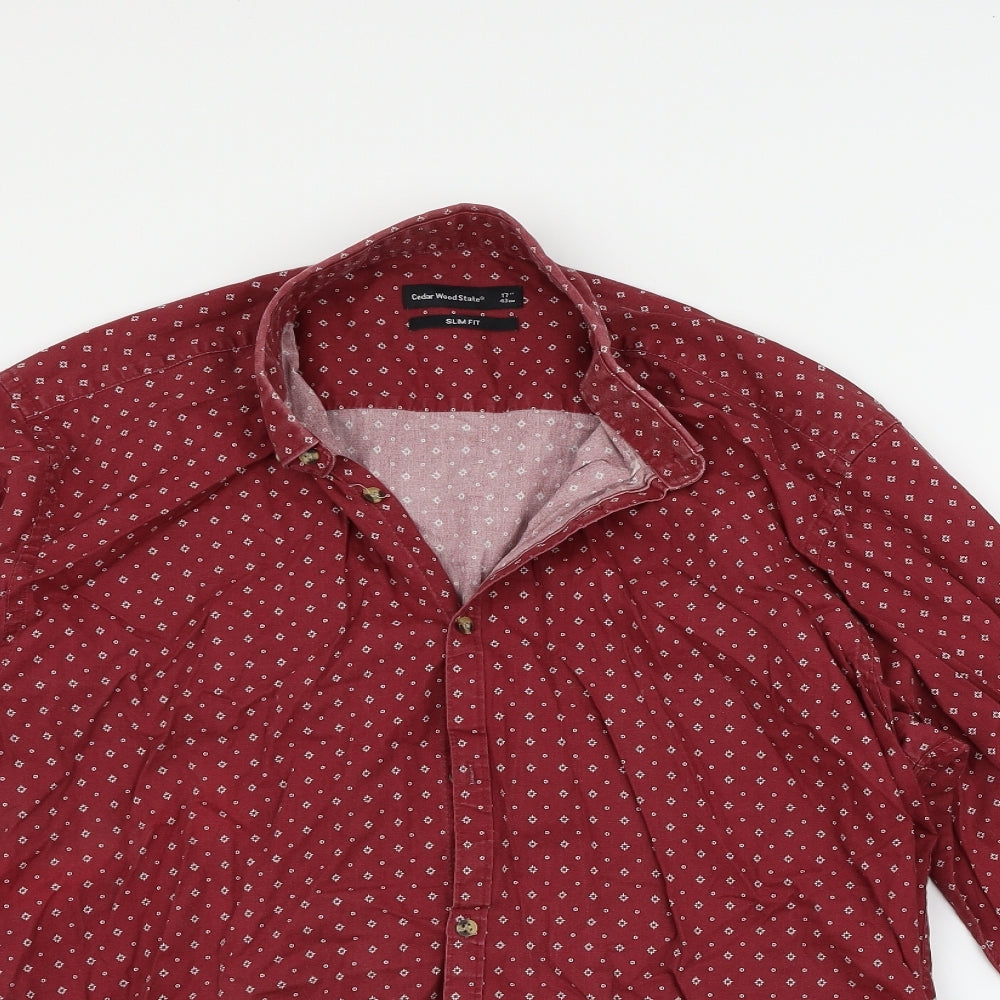Cedar Wood State Mens Red    Button-Up Size 17