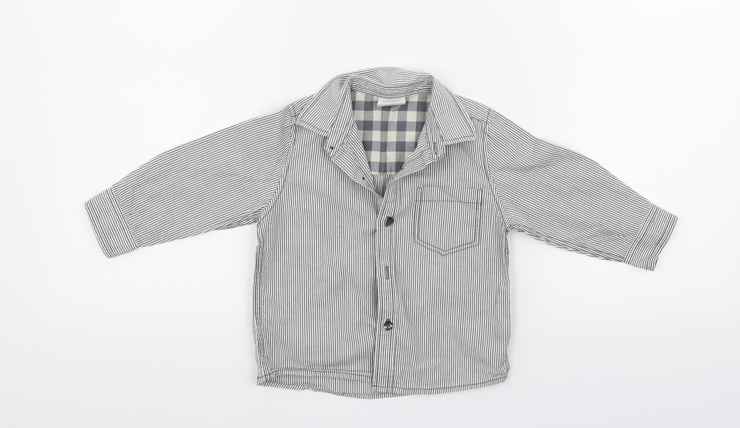 NEXT  Grey Striped  Basic Button-Up Size 12-18 Months