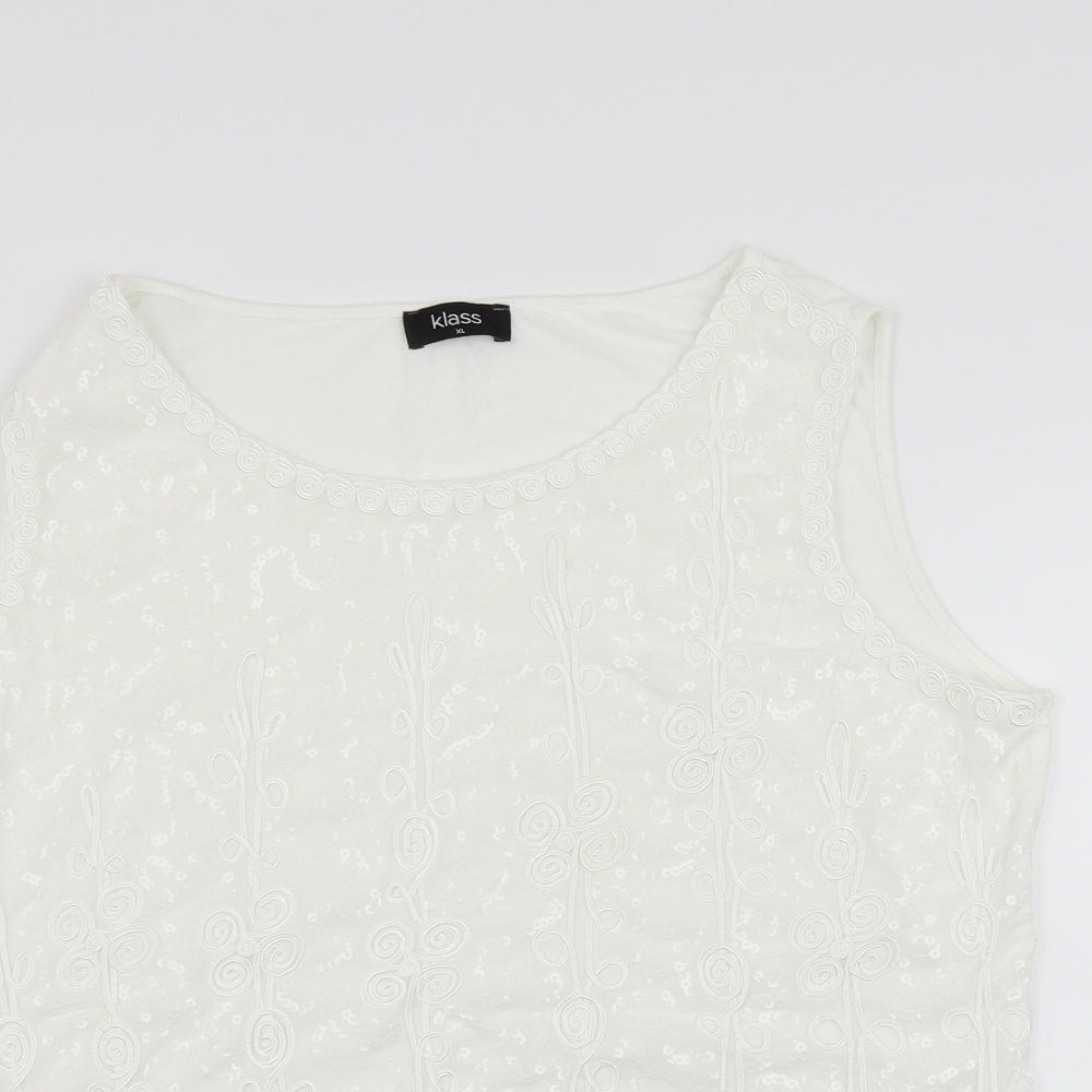 Klass Womens White   Basic T-Shirt Size XL