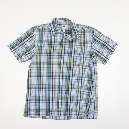 Gap Womens Blue Check  Basic Button-Up Size M