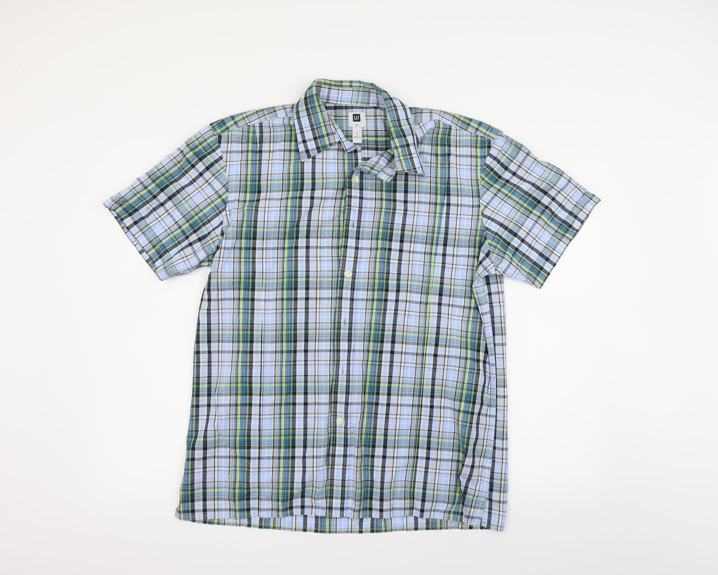 Gap Womens Blue Check  Basic Button-Up Size M