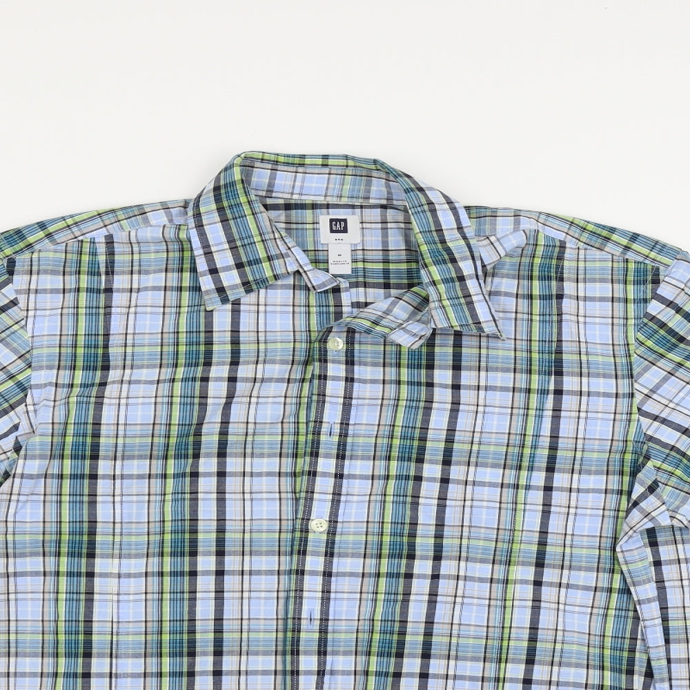 Gap Womens Blue Check  Basic Button-Up Size M