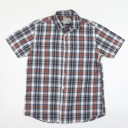 tu  Womens White Check  Basic Button-Up Size M