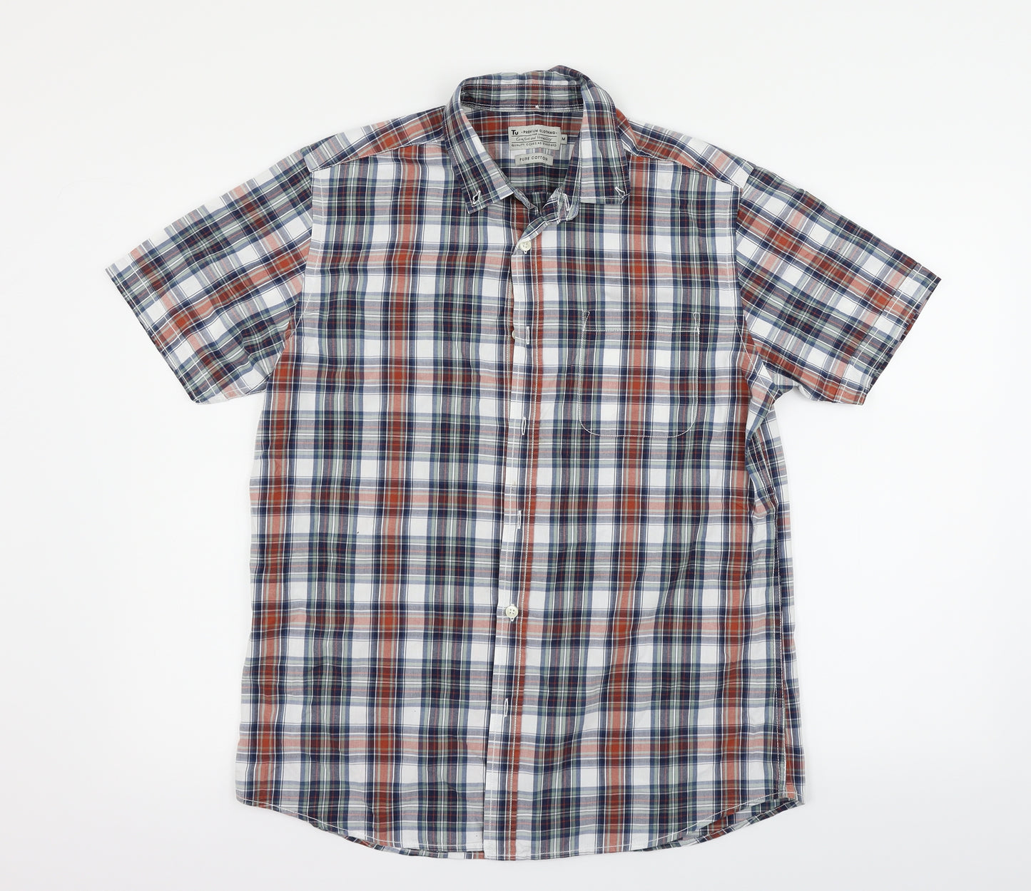 tu  Womens White Check  Basic Button-Up Size M