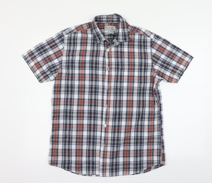 tu  Womens White Check  Basic Button-Up Size M