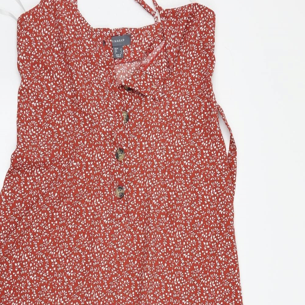 Primark Womens Red Geometric  Fit & Flare  Size 4