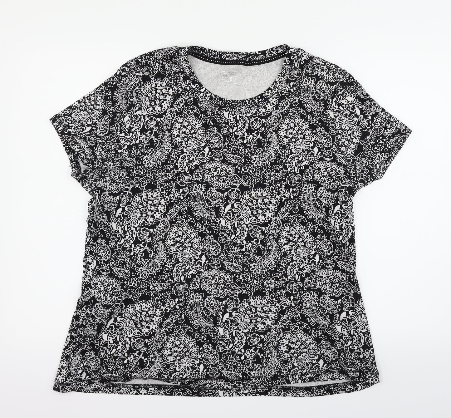 TU Womens Black Geometric  Basic T-Shirt Size 20