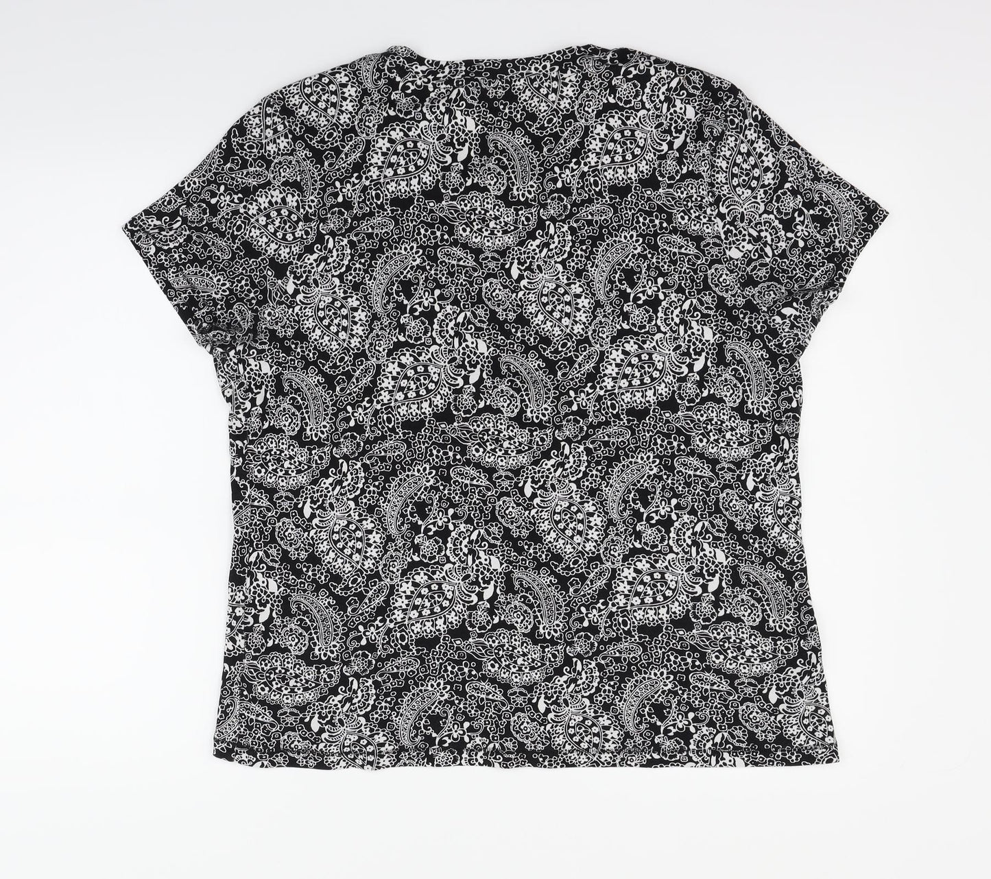 TU Womens Black Geometric  Basic T-Shirt Size 20