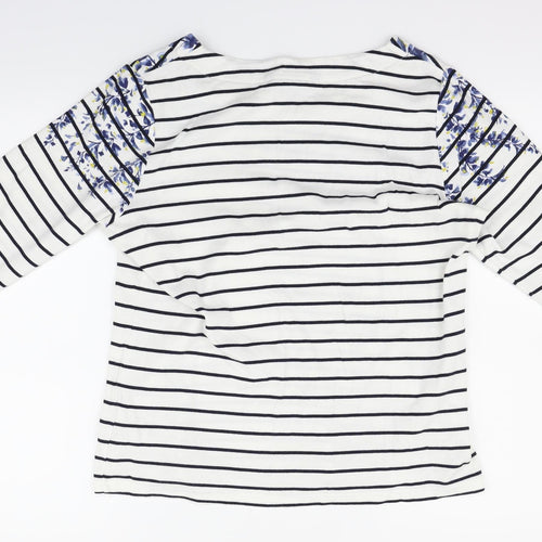Maine Womens White Striped  Basic T-Shirt Size 16