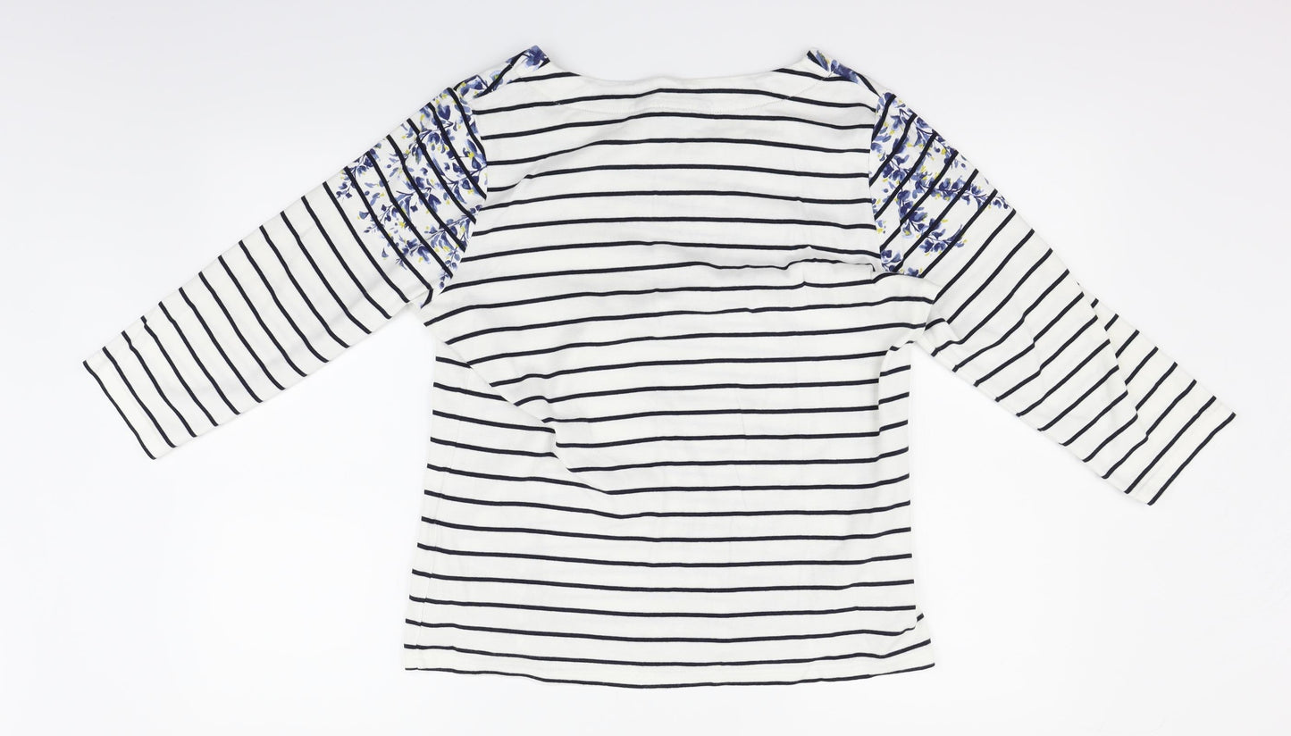 Maine Womens White Striped  Basic T-Shirt Size 16