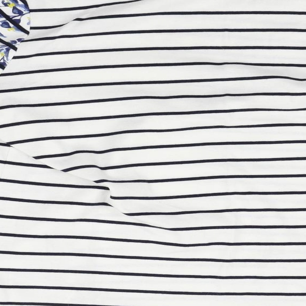 Maine Womens White Striped  Basic T-Shirt Size 16