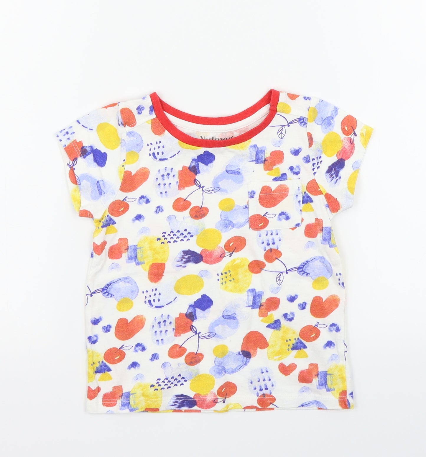 Nutmeg Girls White Geometric  Basic T-Shirt Size 3-4 Years