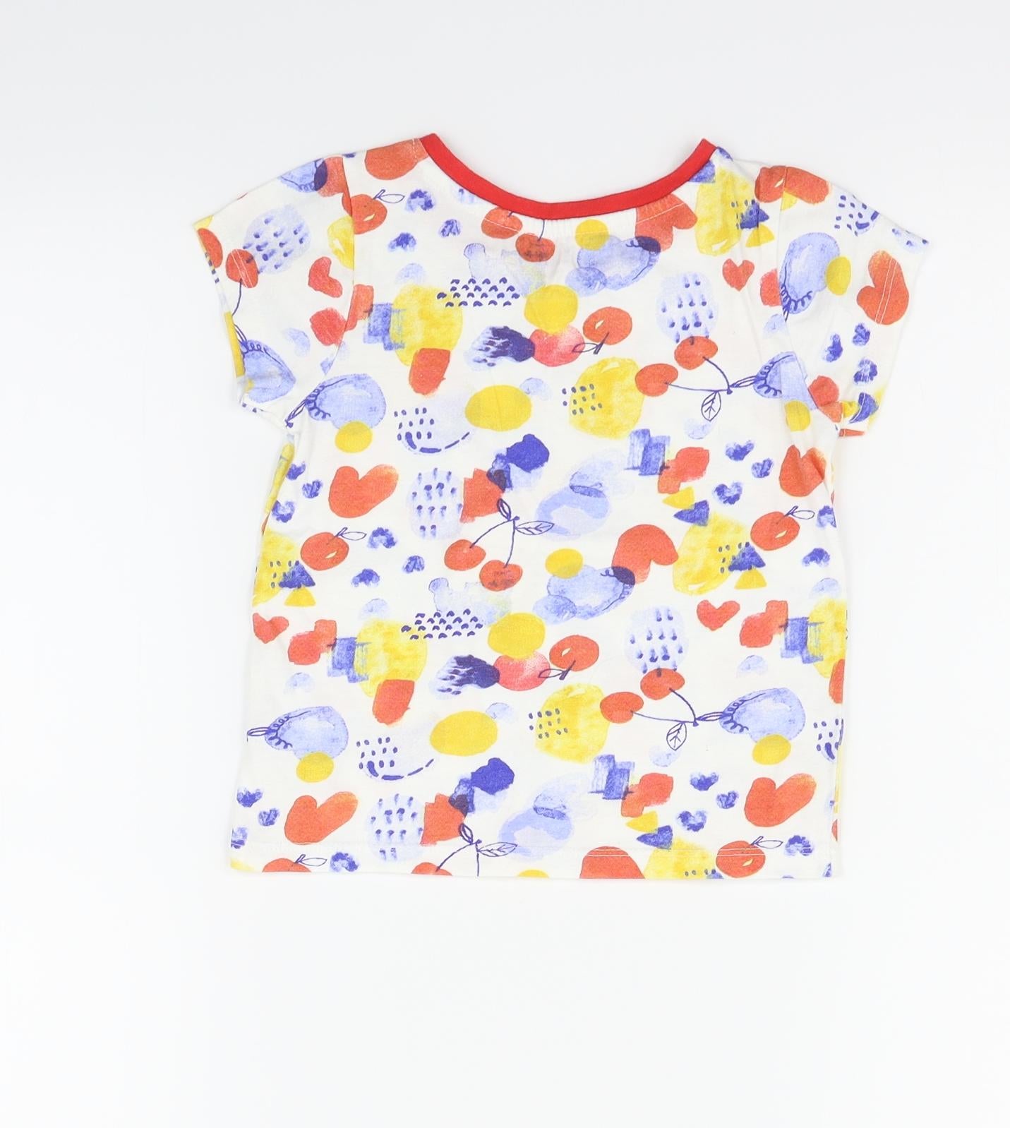 Nutmeg Girls White Geometric  Basic T-Shirt Size 3-4 Years