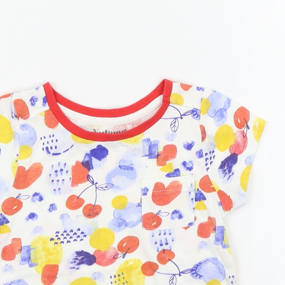 Nutmeg Girls White Geometric  Basic T-Shirt Size 3-4 Years