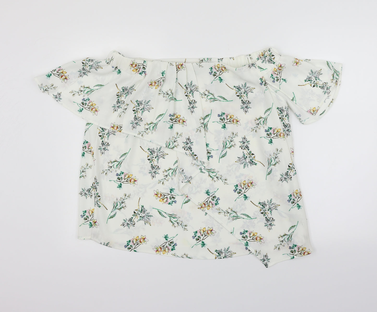 Marks and Spencer Womens White Floral  Basic Blouse Size 14