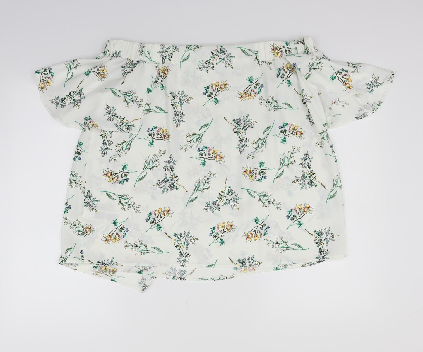 Marks and Spencer Womens White Floral  Basic Blouse Size 14