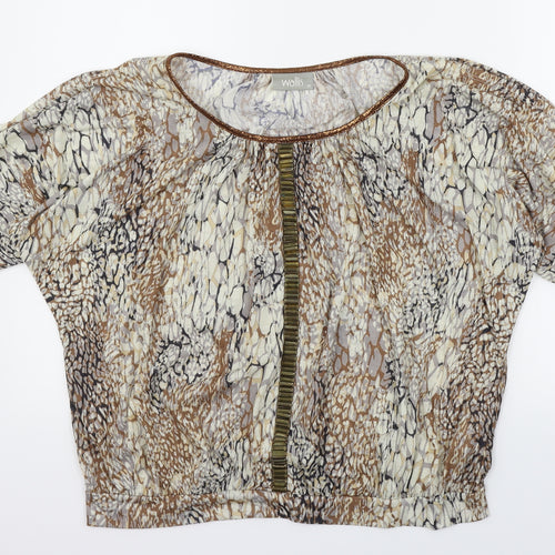 Wallis Womens Beige Floral  Basic T-Shirt Size M