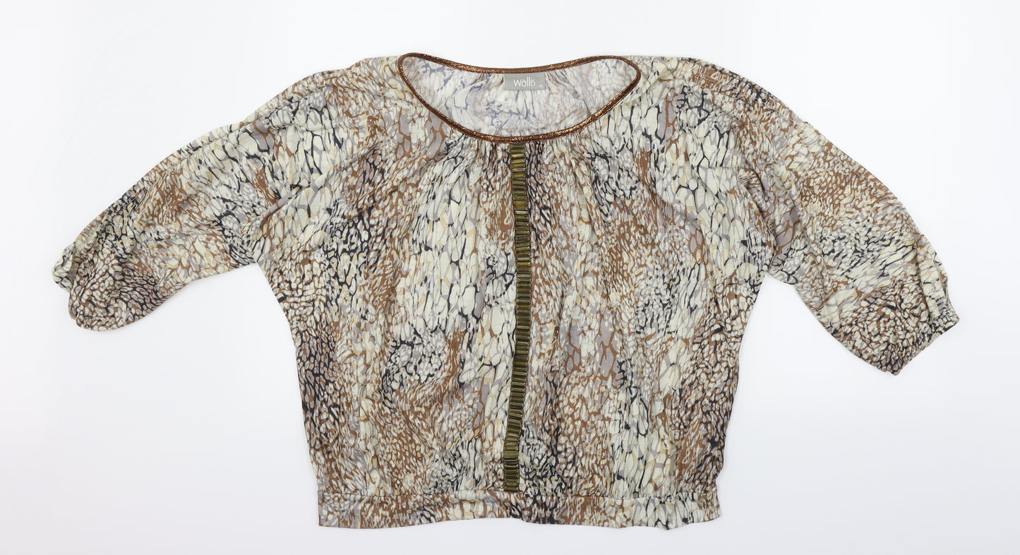 Wallis Womens Beige Floral  Basic T-Shirt Size M