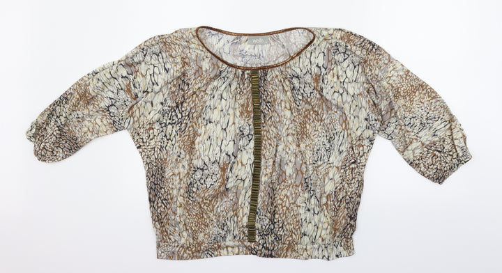 Wallis Womens Beige Floral  Basic T-Shirt Size M
