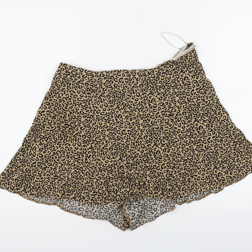 New Look Womens Beige Animal Print  Cut-Off Shorts Size 12