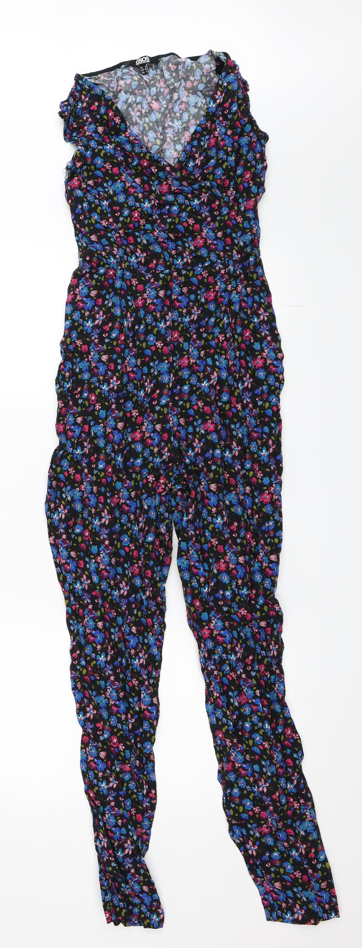 ASOS Womens Black Floral  Jumpsuit One-Piece Size 8